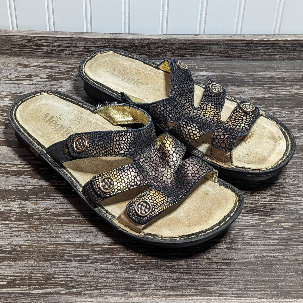 Alegria Women's Multicolor Venice Bronze Mosaic Slide Comfort Sandal Size 42